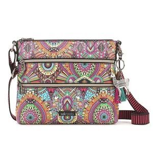 New! SAKROOTS Artist Circle Double Zipper Crossbody Bag With Llama Keychain